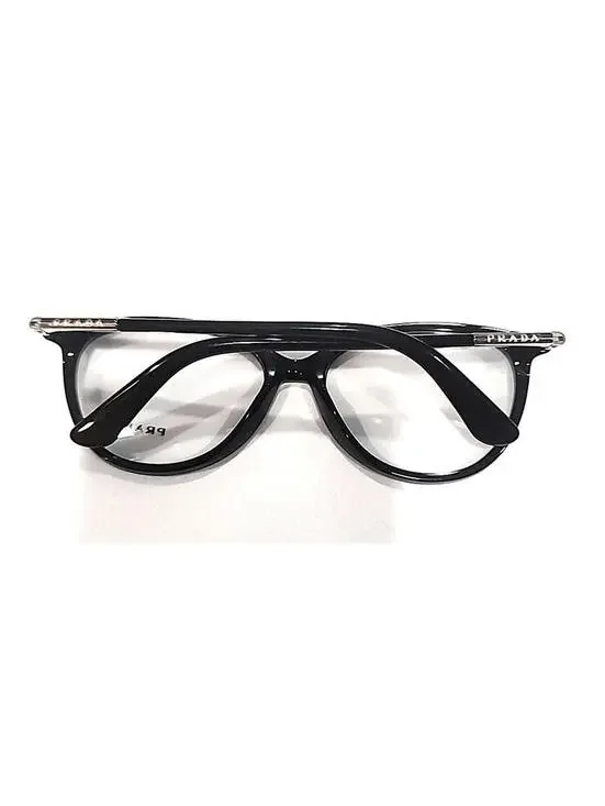 PRADA VPR03O IAB 101 Milan Glossy Black Oval Eyeglasses 53-16 130 Case Box Cloth - Picture 8 of 8
